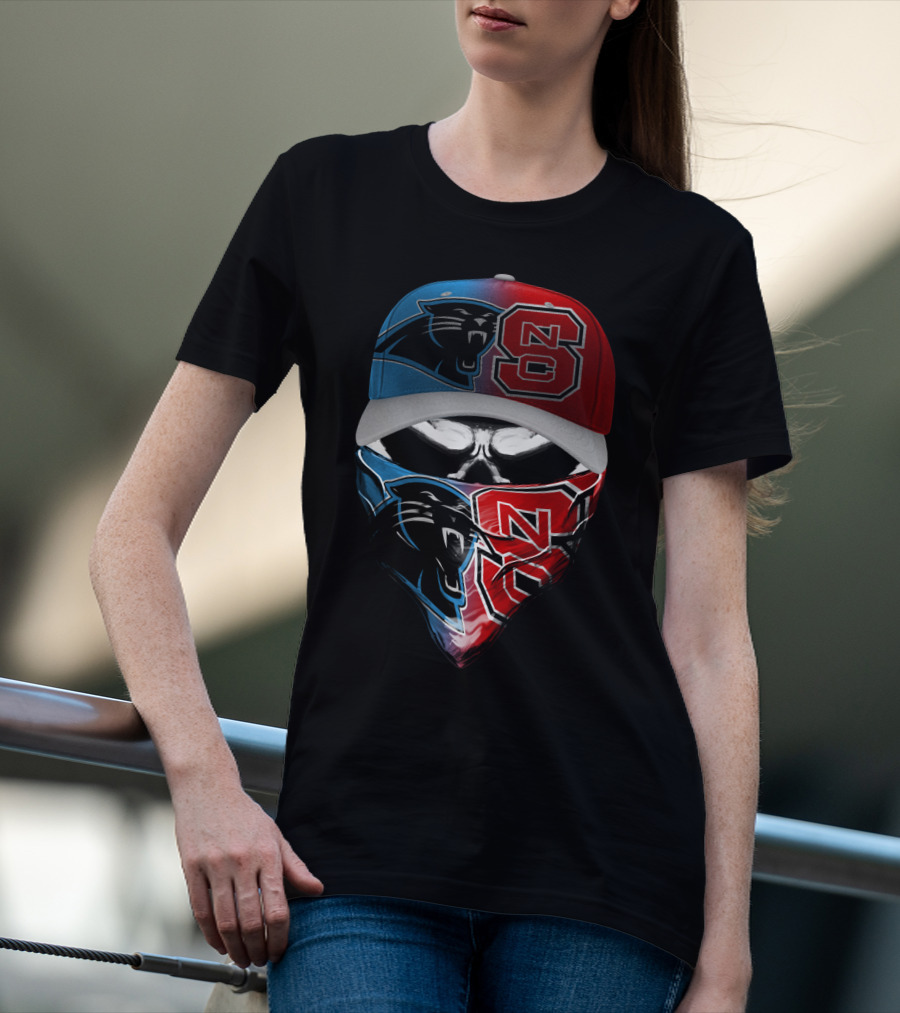Carolina Panthers Nc State Wolfpack Skull Mask T-Shirt