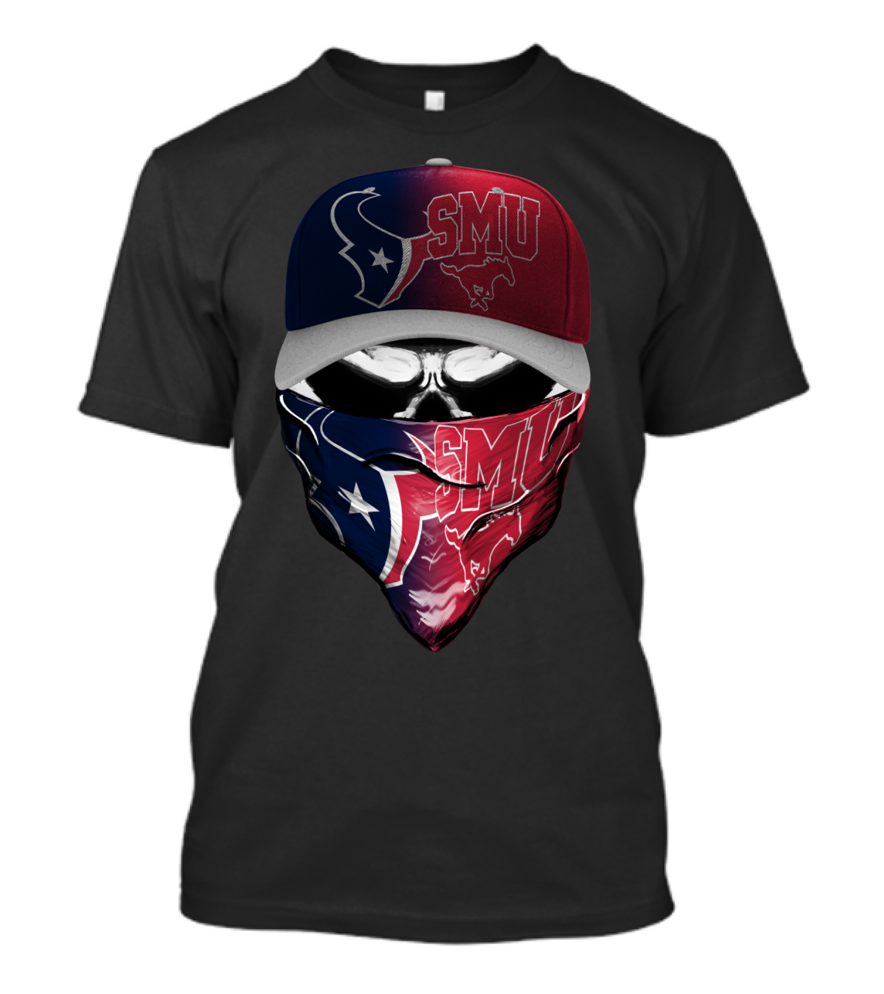 Smu Texas Football Skull Mask Houston Texans T-Shirt
