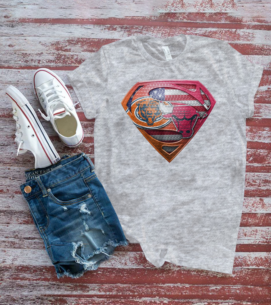Super Symbols Collage:  Bears Bulls Usa Flag T-Shirt