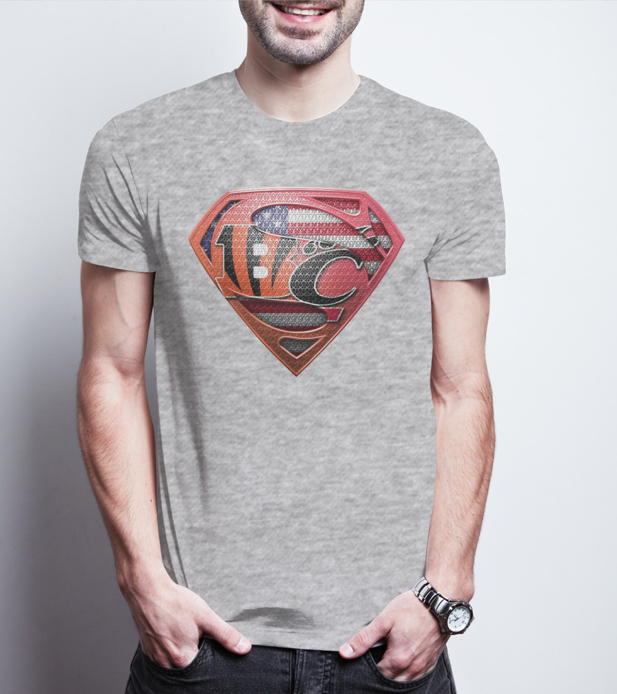 Superman Nfl Logo With American Flag Shield T-Shirt