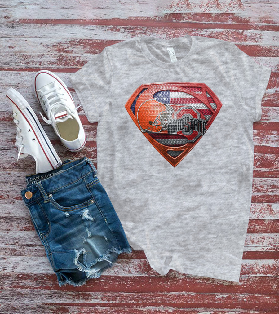 Ohio State Buckeyes American Flag Superman Logo Sps T-Shirt