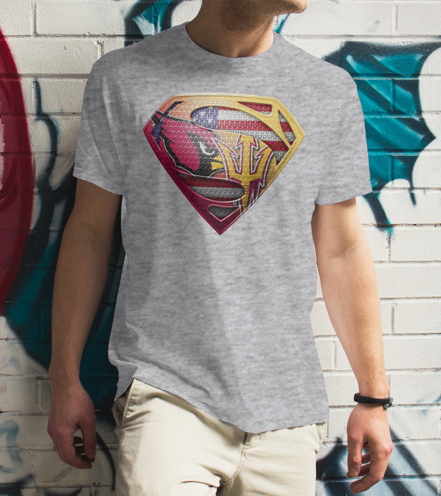 Cardinals And Sun Devils Super Shield American Flag T-Shirt