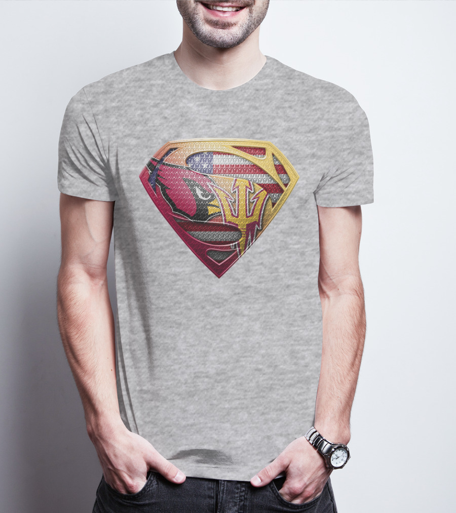 Cardinals And Sun Devils Super Shield American Flag T-Shirt