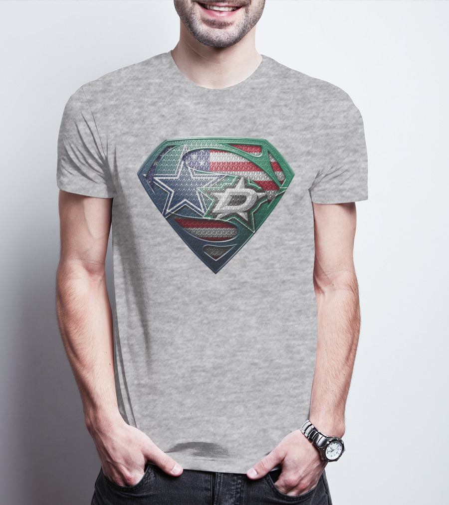 Dallas Stars American Flag Superman T-Shirt