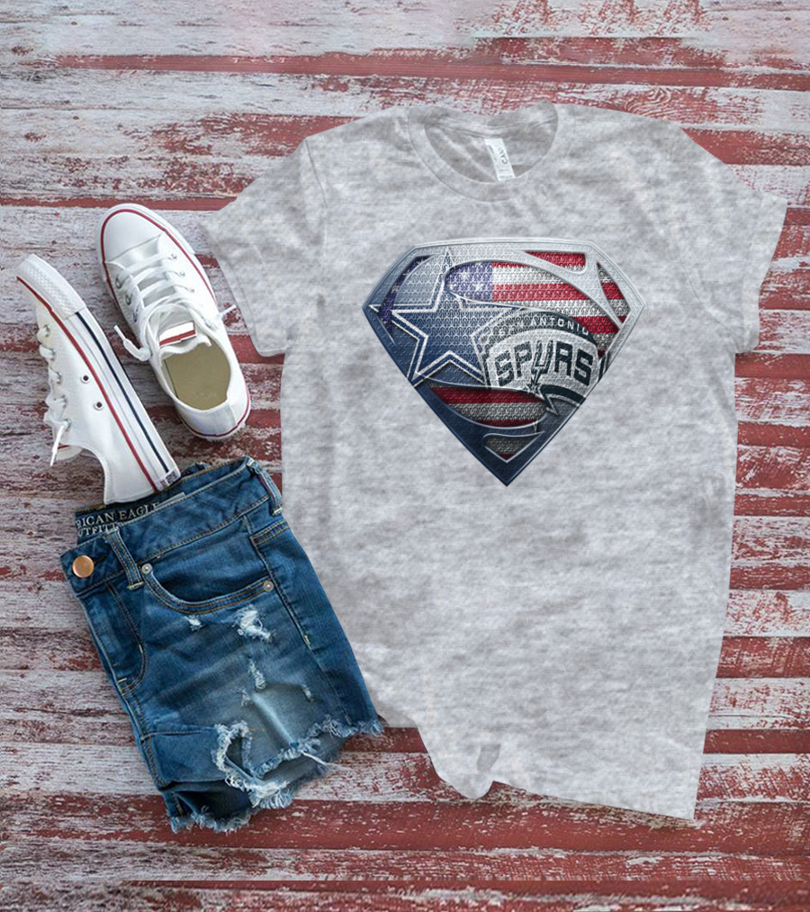 San Antonio Spurs Superman Shield Usa Flag T-Shirt