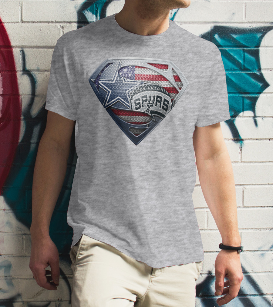San Antonio Spurs Superman Shield Usa Flag T-Shirt