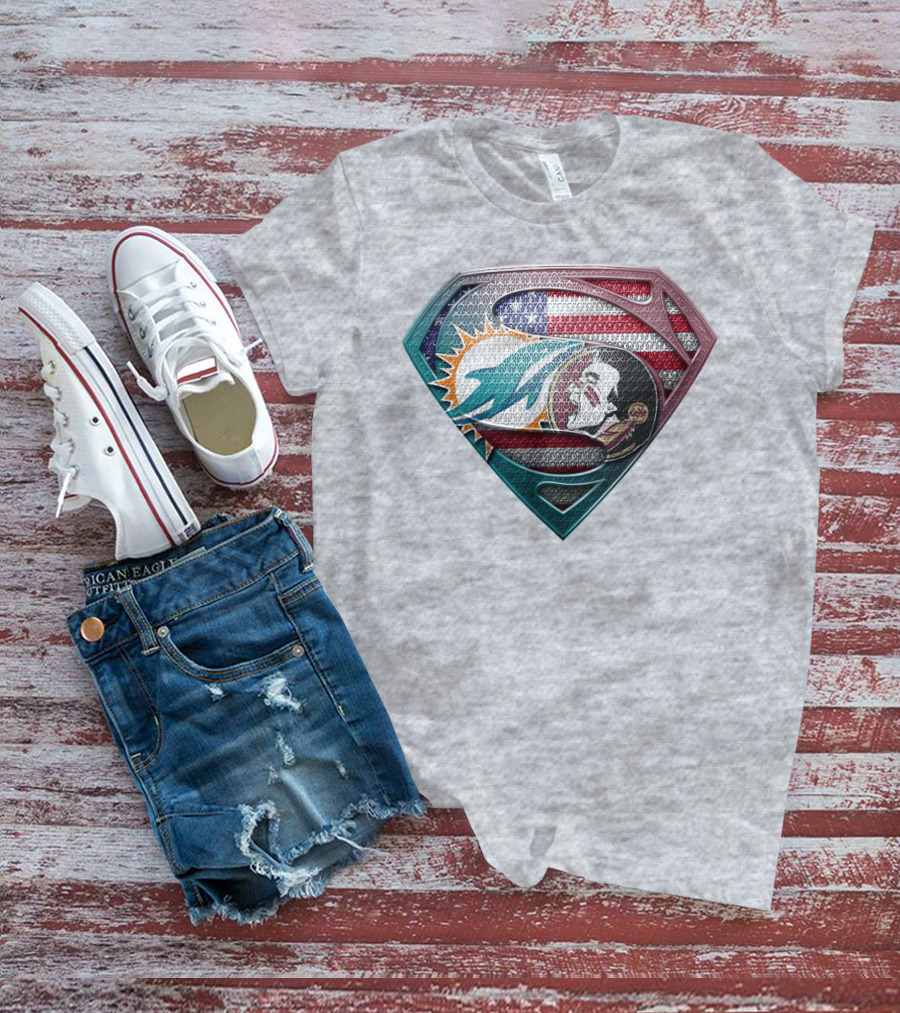 Miami Dolphins Superman American Flag T-Shirt
