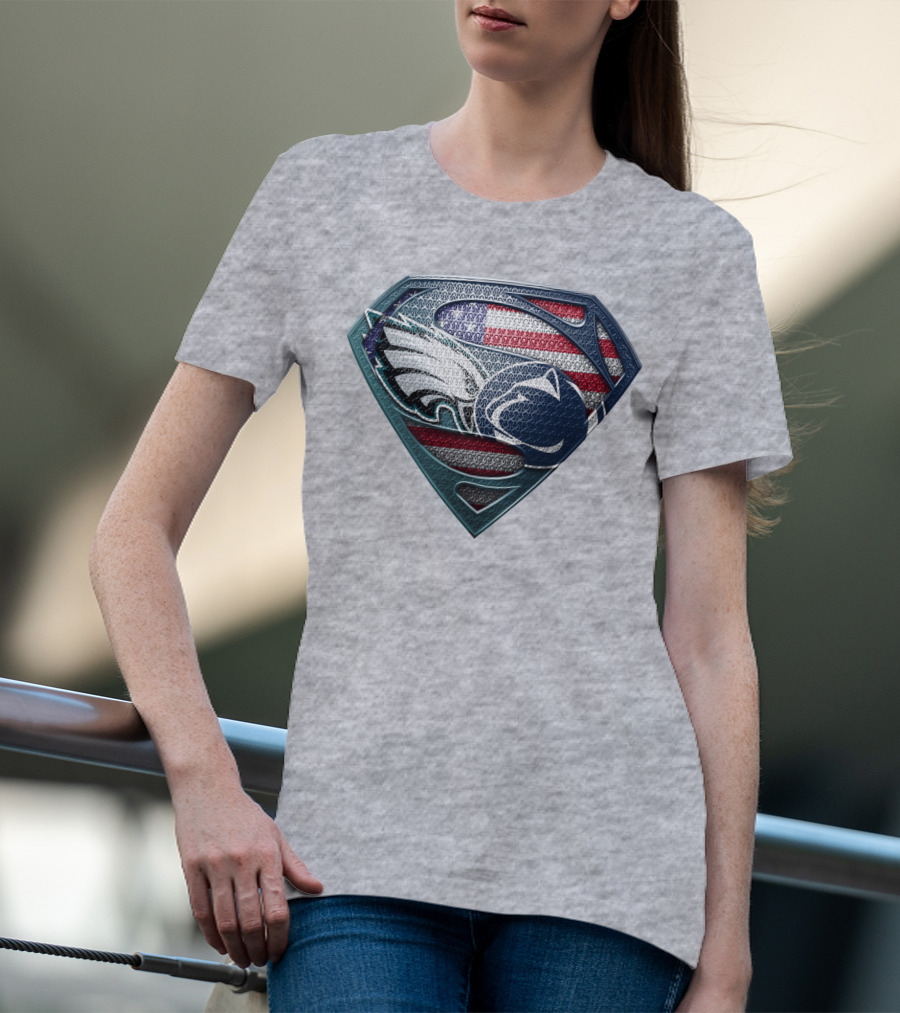 American Flag Philadelphia Eagles Penn State Superman Shield T-Shirt