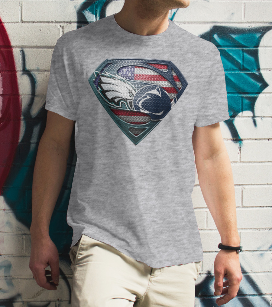 American Flag Philadelphia Eagles Penn State Superman Shield T-Shirt