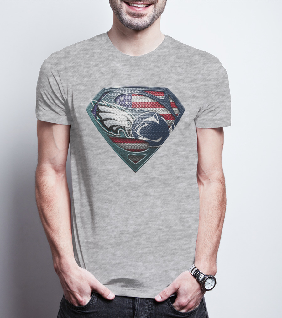 American Flag Philadelphia Eagles Penn State Superman Shield T-Shirt