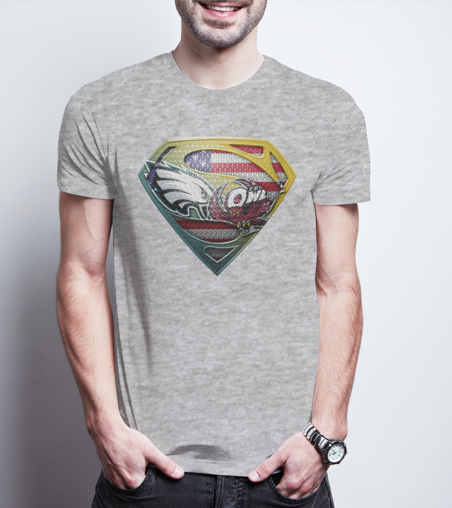 Eagle Owl American Flag Superman Shield T-Shirt