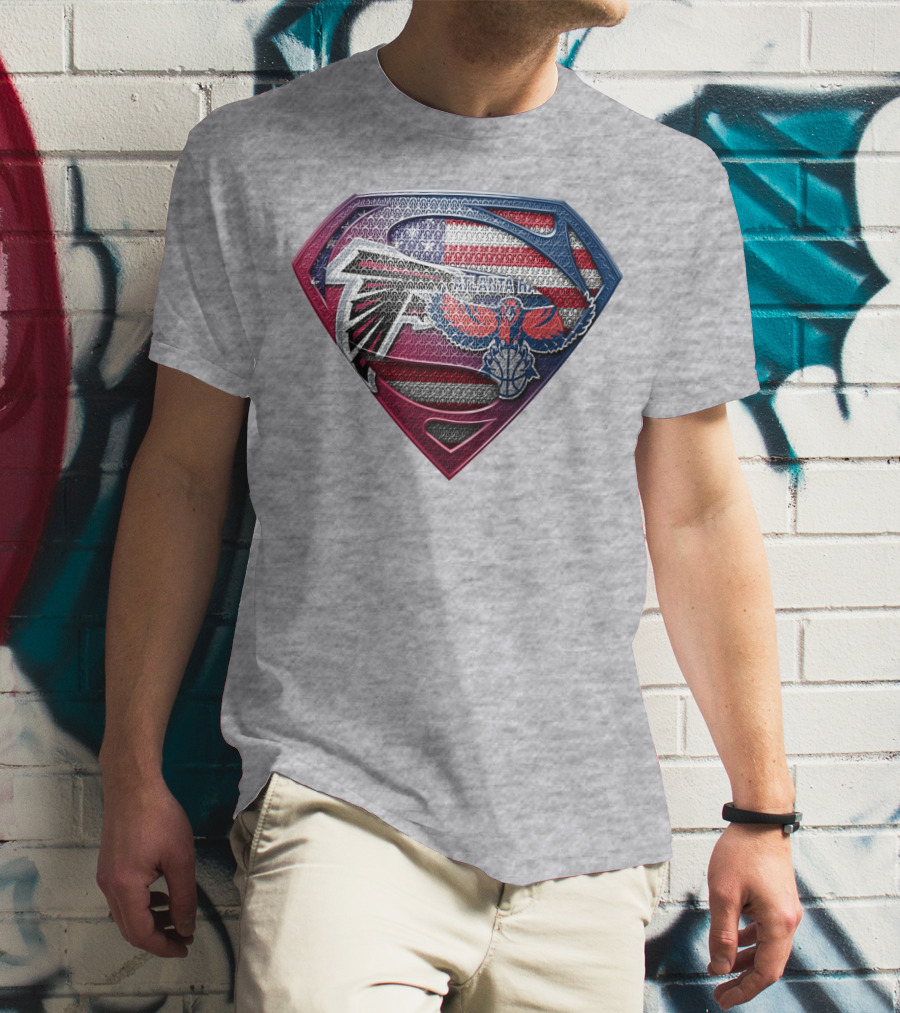 Atlanta Falcons Hawks Superman American Flag Superhero T-Shirt