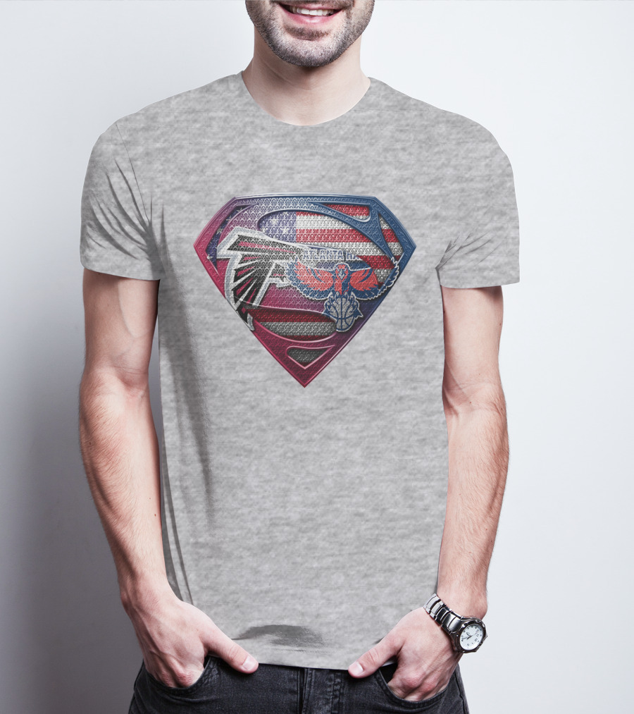 Atlanta Falcons Hawks Superman American Flag Superhero T-Shirt