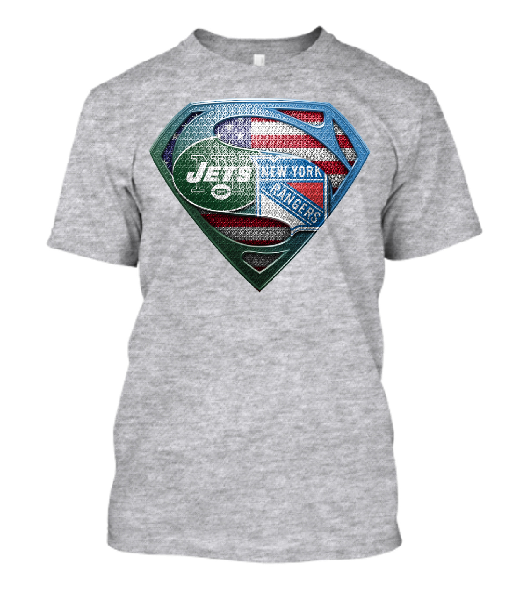 New York Jets Rangers American Flag Superhero T-Shirt