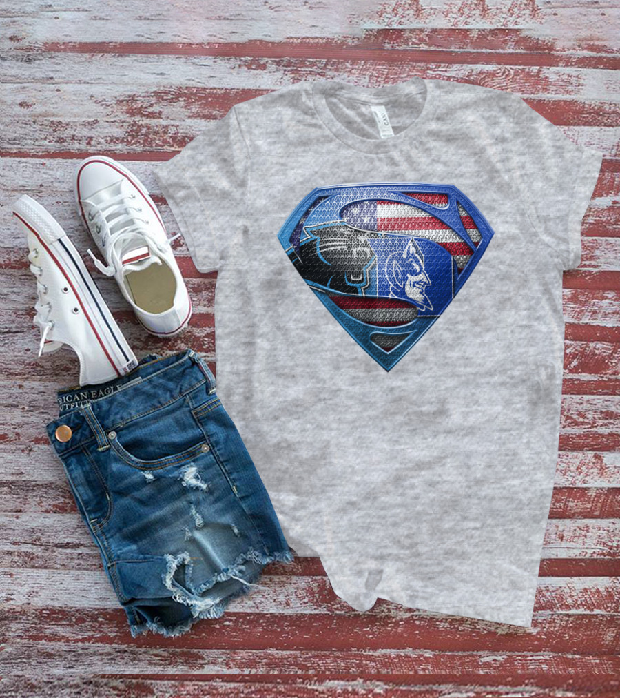 Super Carolina Panthers Duke Blue Devils American Flag T-Shirt