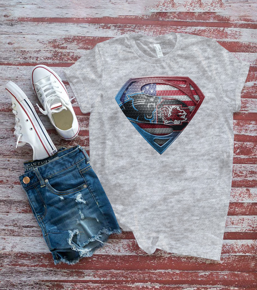 Superman Shield American Flag Panthers Gamecocks T-Shirt