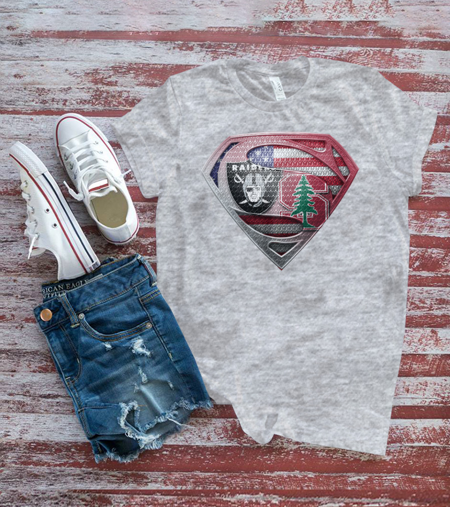 Superman Logo Oakland Raiders American Flag Stanford Tree T-Shirt