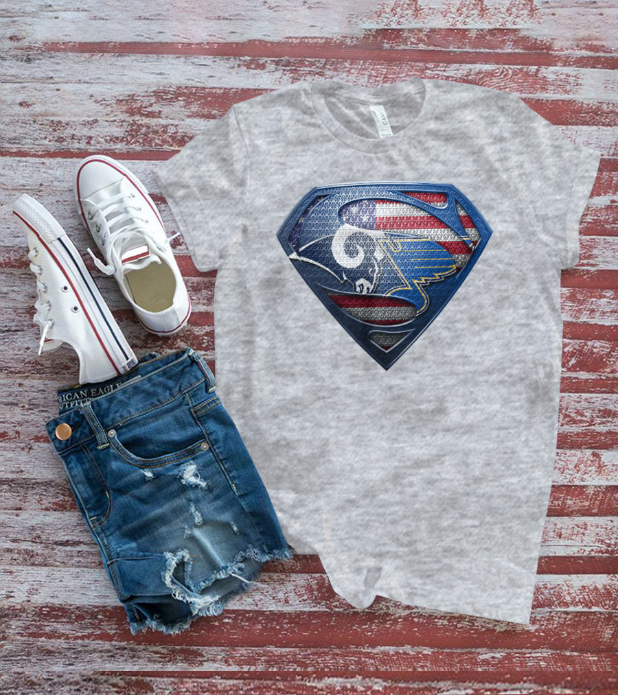 Usa Superman Rams And Blues Logo Shield T-Shirt