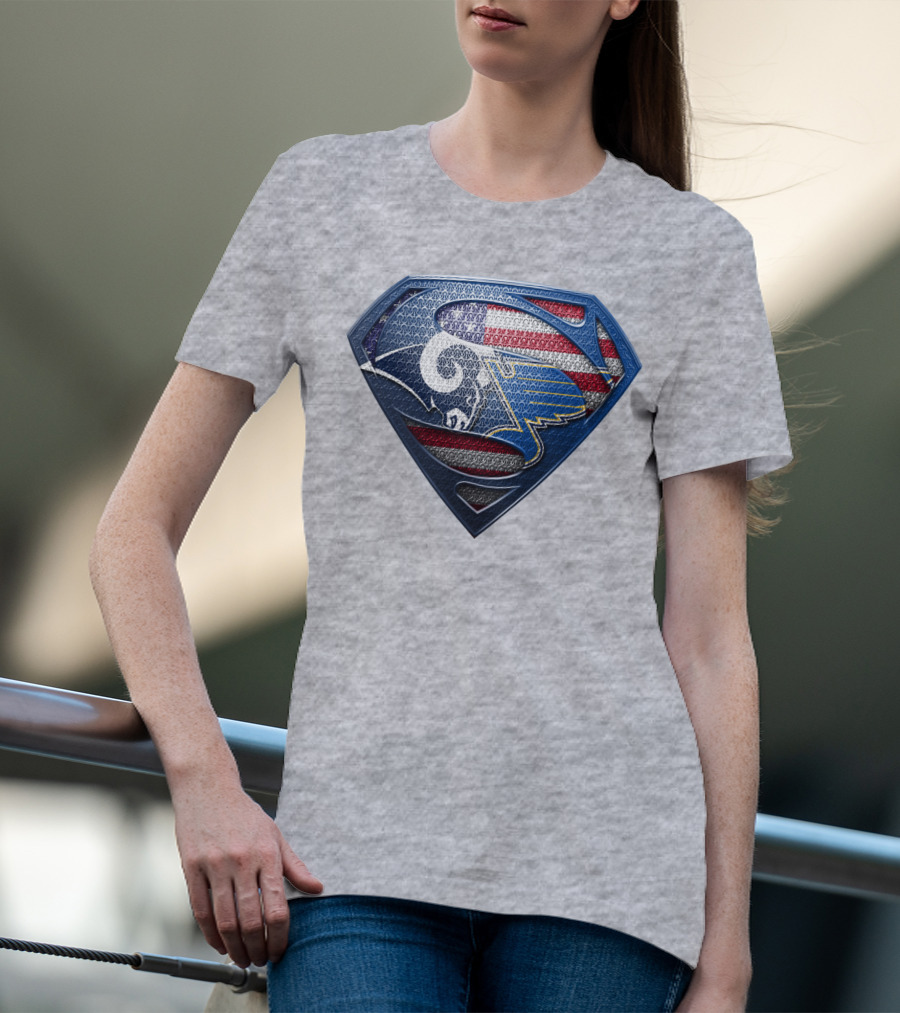 Usa Superman Rams And Blues Logo Shield T-Shirt