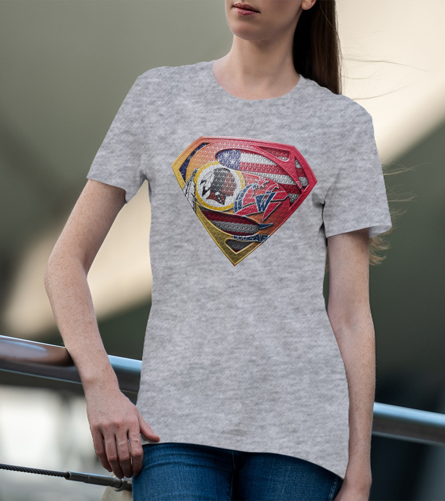 Superman Washington Redskins Wizards Nfl Nba Mix Superhero T-Shirt