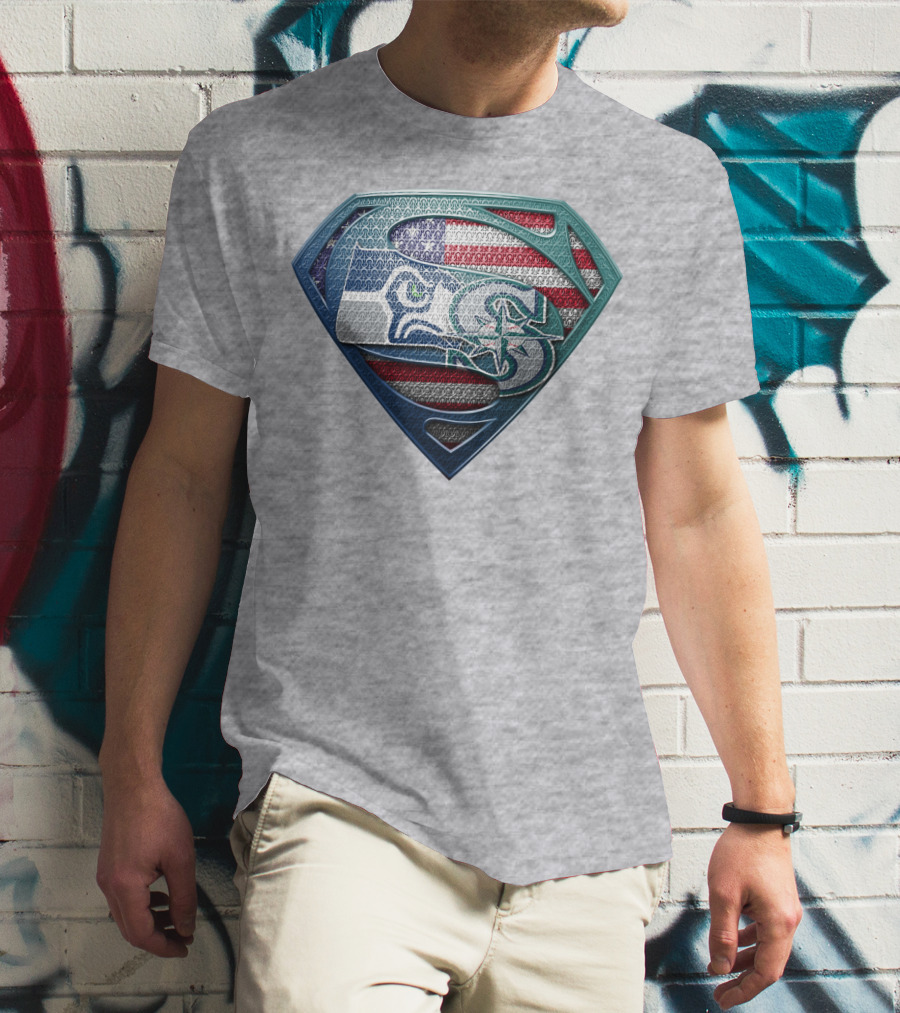 Seahawks Superman American Flag T-Shirt