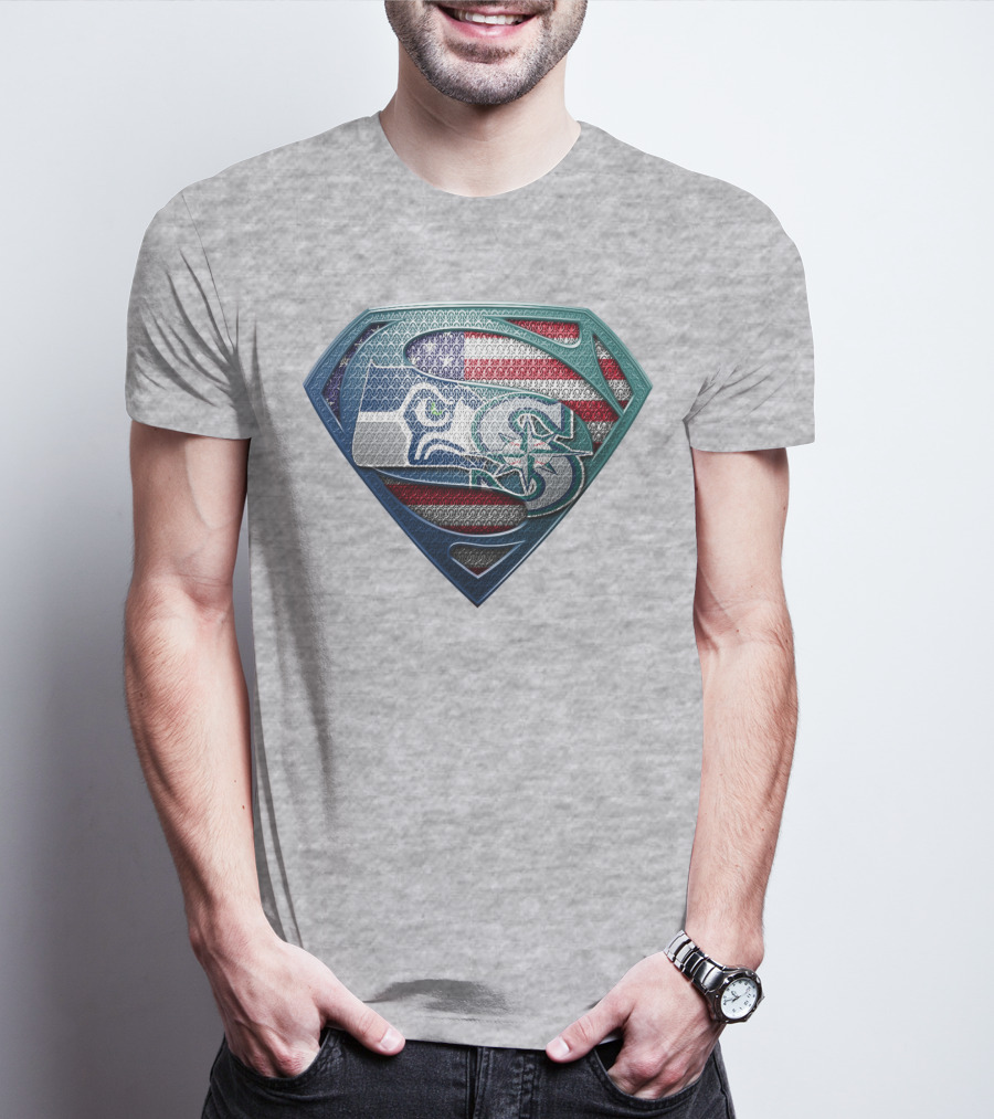 Seahawks Superman American Flag T-Shirt