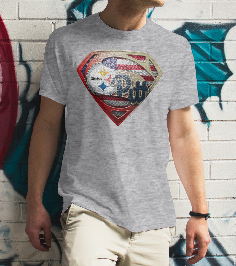 Superman Shield Stars And Stripes Steelers Pitt T-Shirt