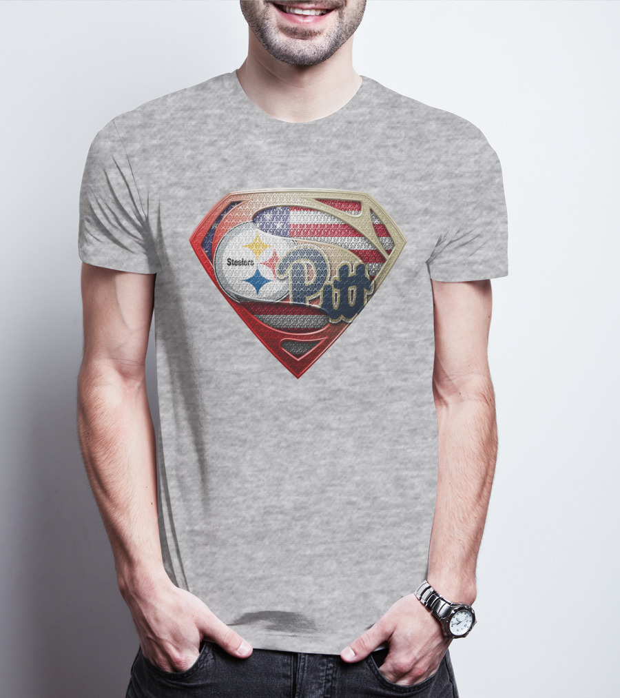 Superman Shield Stars And Stripes Steelers Pitt T-Shirt