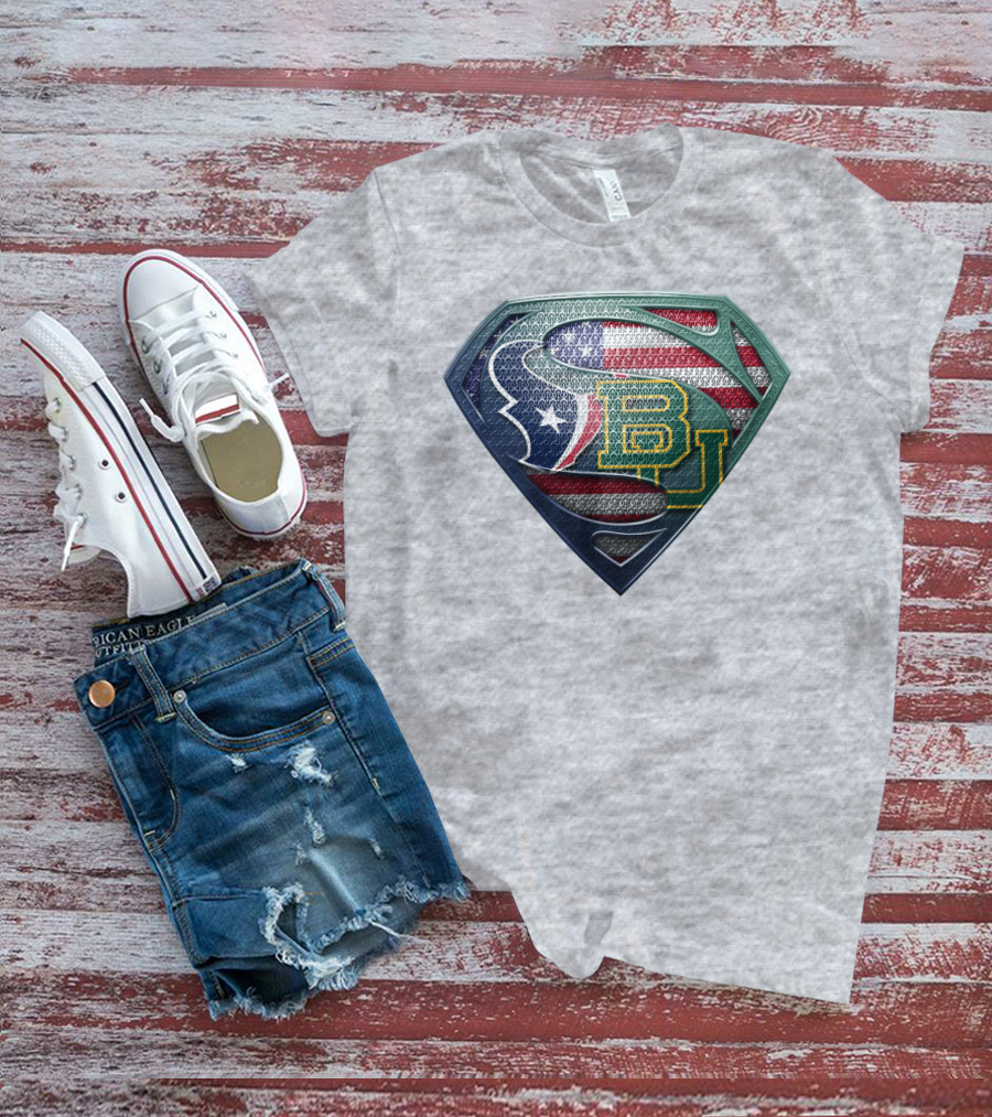 Houston Texans Baylor University American Flag T-Shirt