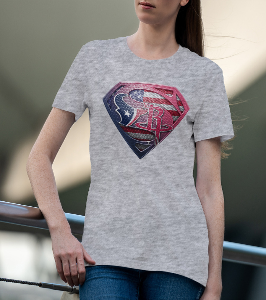 Superman Houston Texans Us Flag T-Shirt
