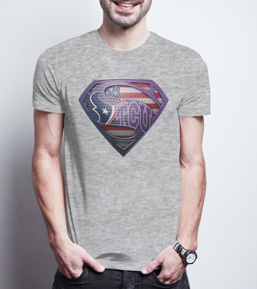 Tcu Super Shield American Flag Style T-Shirt