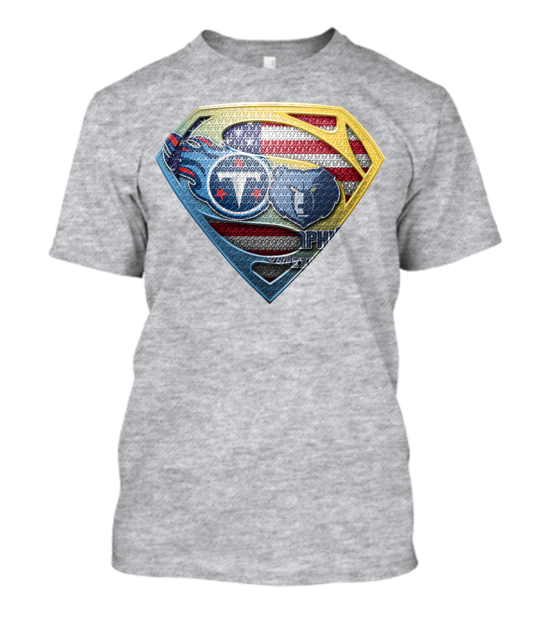 Tennessee Titans And Memphis Grizzlies Superman Shield American Flag T-Shirt