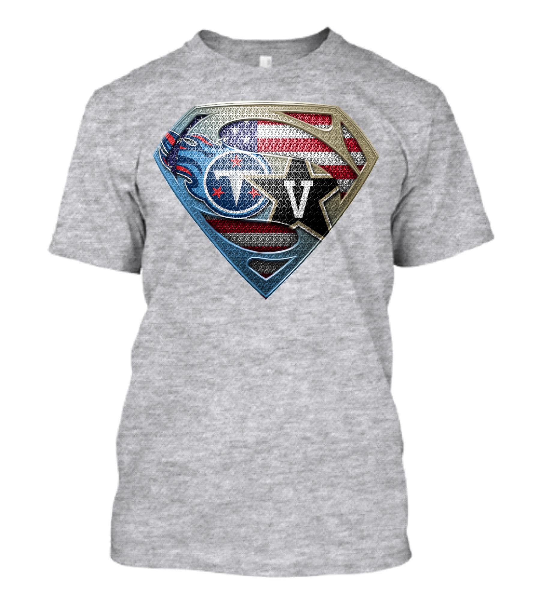 Tennessee Titans Usa Flag Shield Logo Superhero V T-Shirt