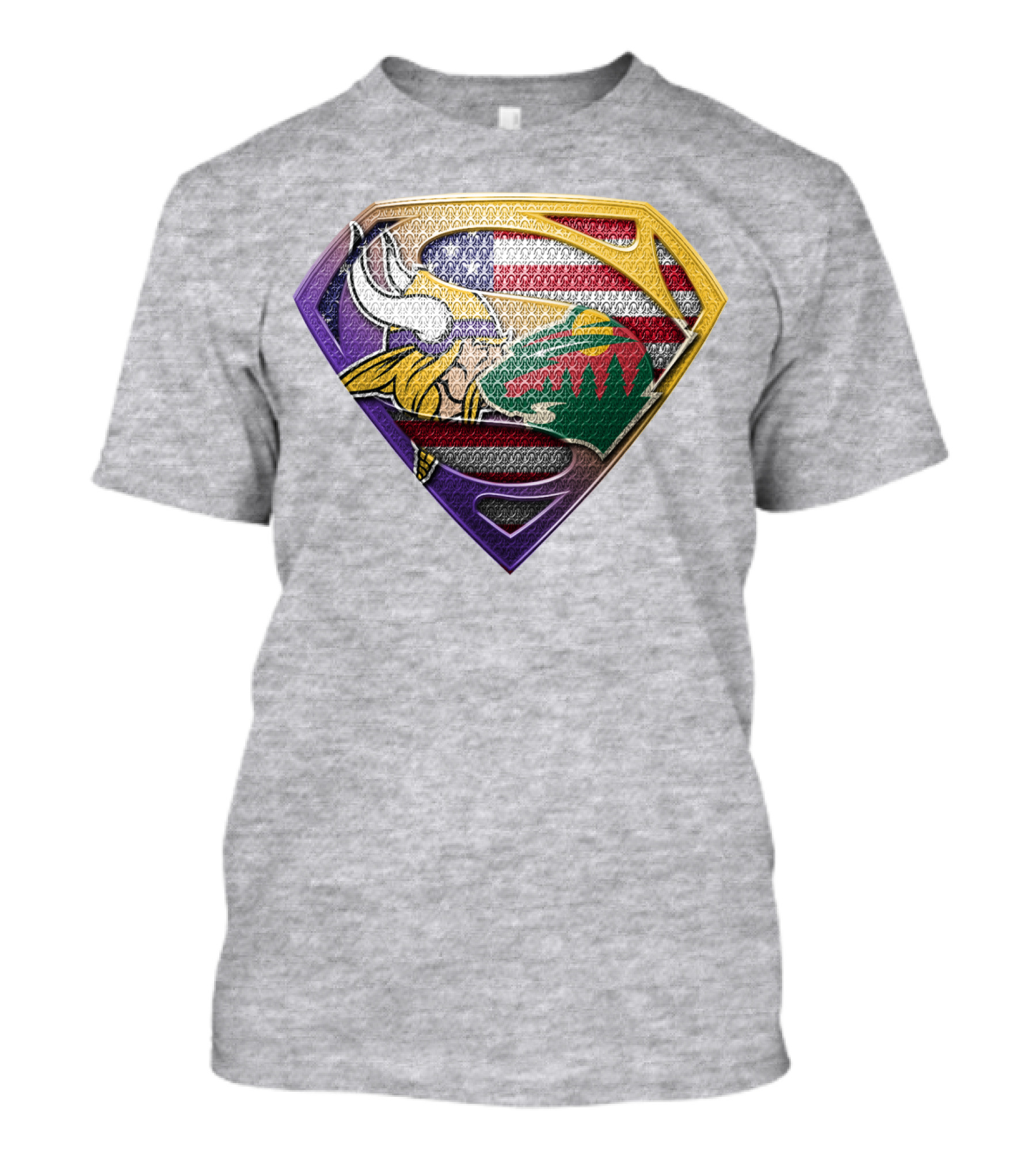 Superman Shield Minnesota Vikings Wild Usa Flag Combination T-Shirt