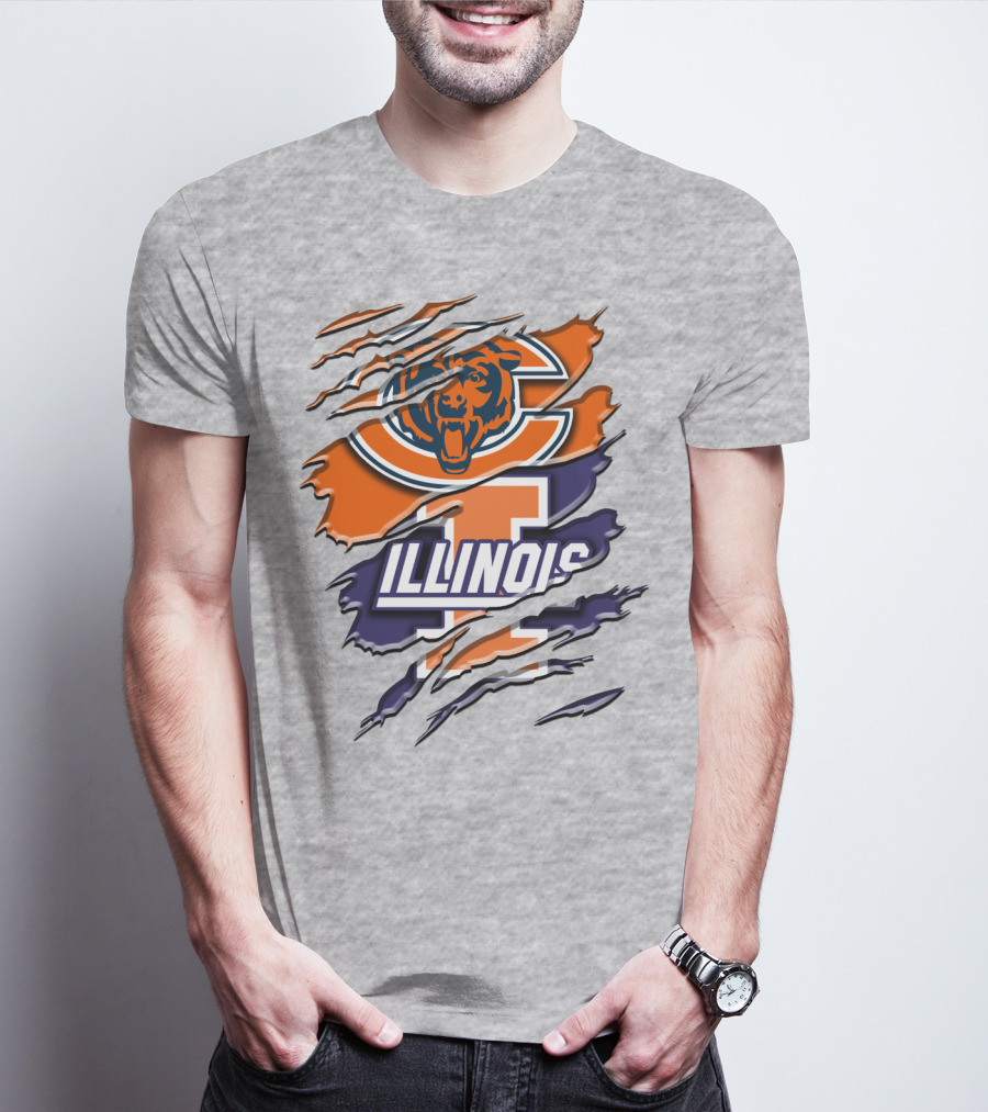 Chicago Bears Illinois Fighting Illini Mashup Rah T-Shirt