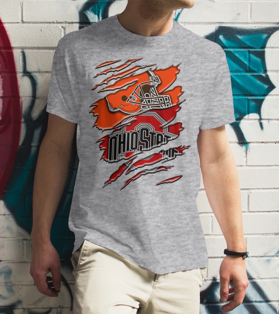 Ohio State Buckeyes Cleveland Browns Helmet Rah T-Shirt