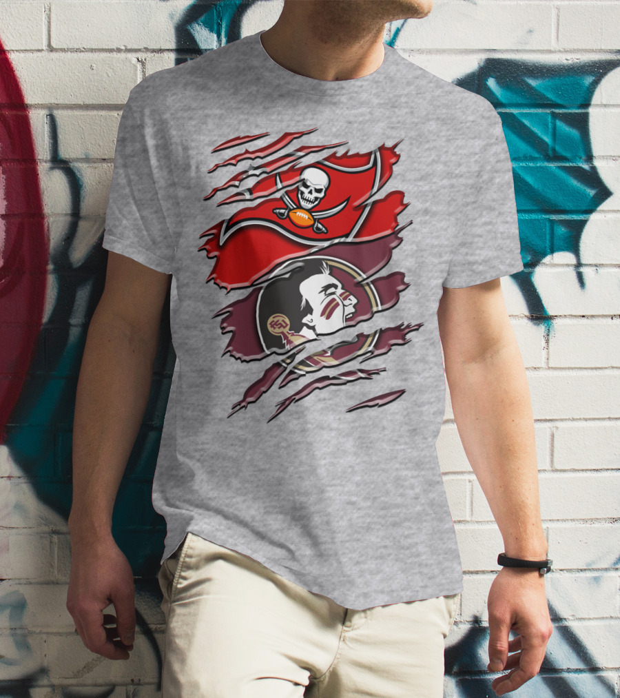 Tampa Bay Buccaneers Florida State Seminoles Logo Mashup T-Shirt