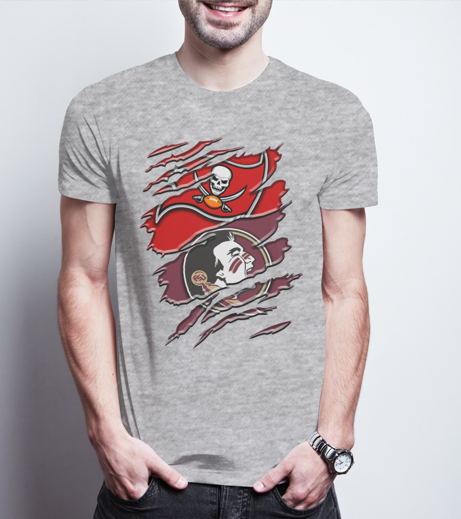 Tampa Bay Buccaneers Florida State Seminoles Logo Mashup T-Shirt