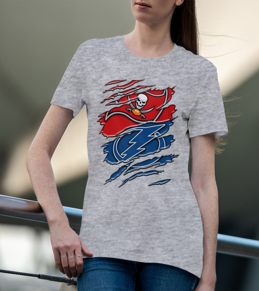 Tampa Bay Buccaneers Lightning Torn Design Rah 026 T-Shirt