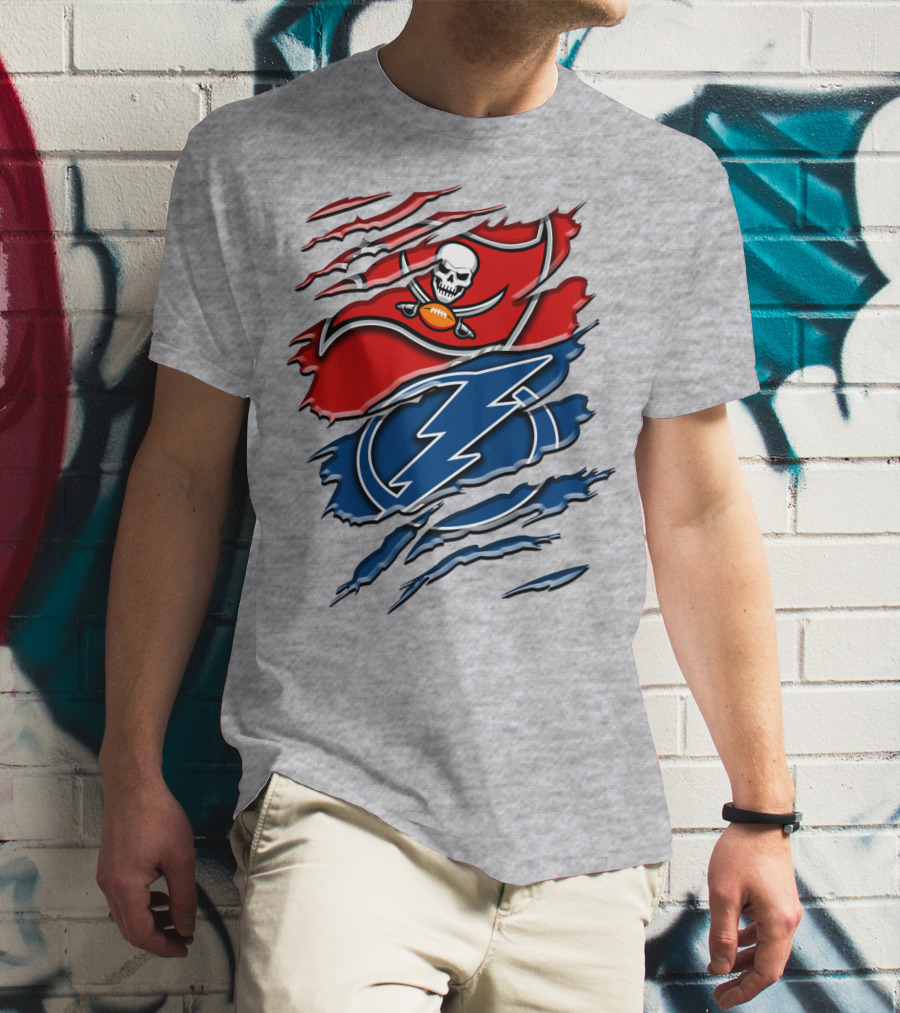 Tampa Bay Buccaneers Lightning Torn Design Rah 026 T-Shirt