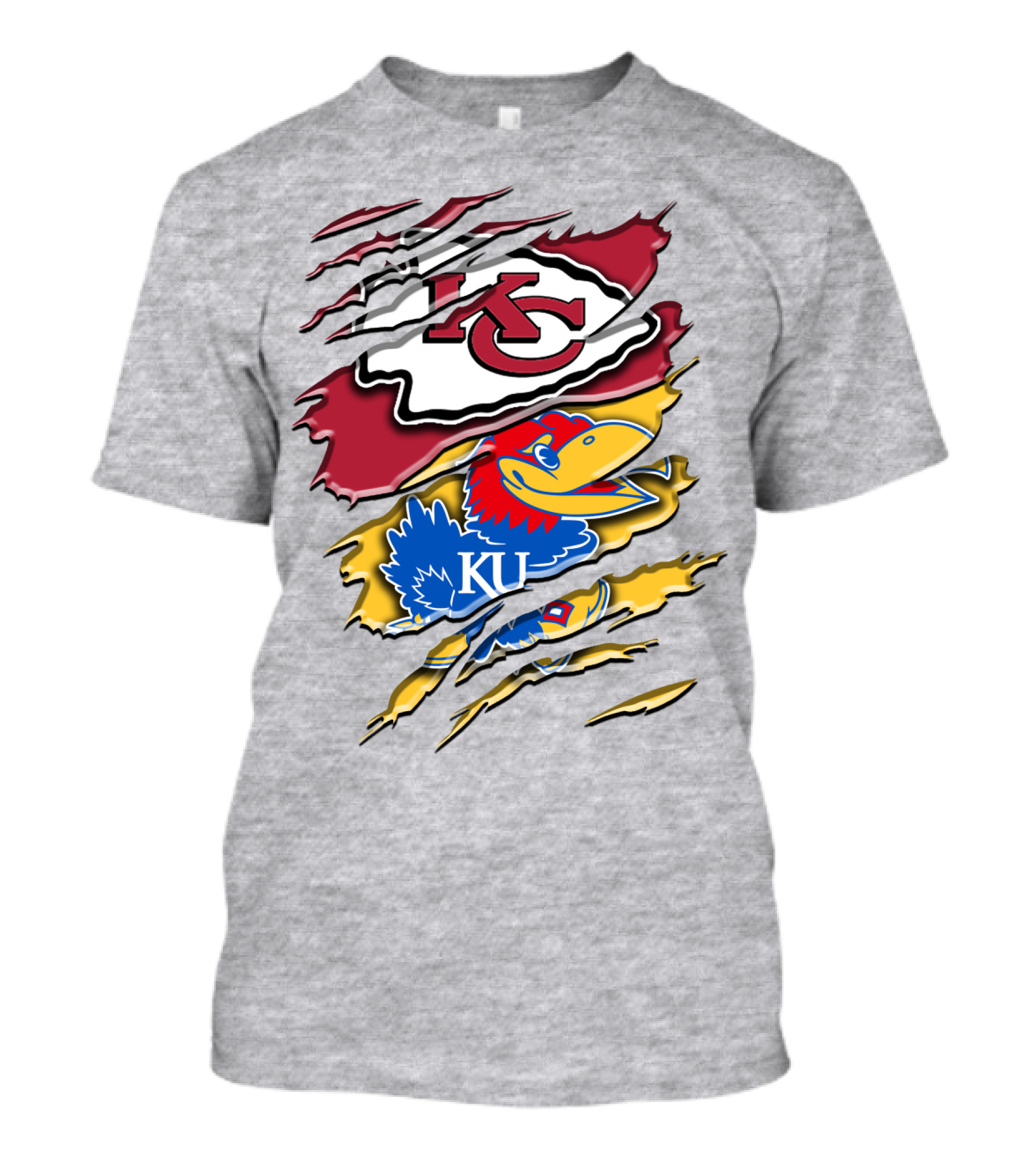 Kansas City Chiefs Kc Jayhawks Rip Design Rah 037 T-Shirt