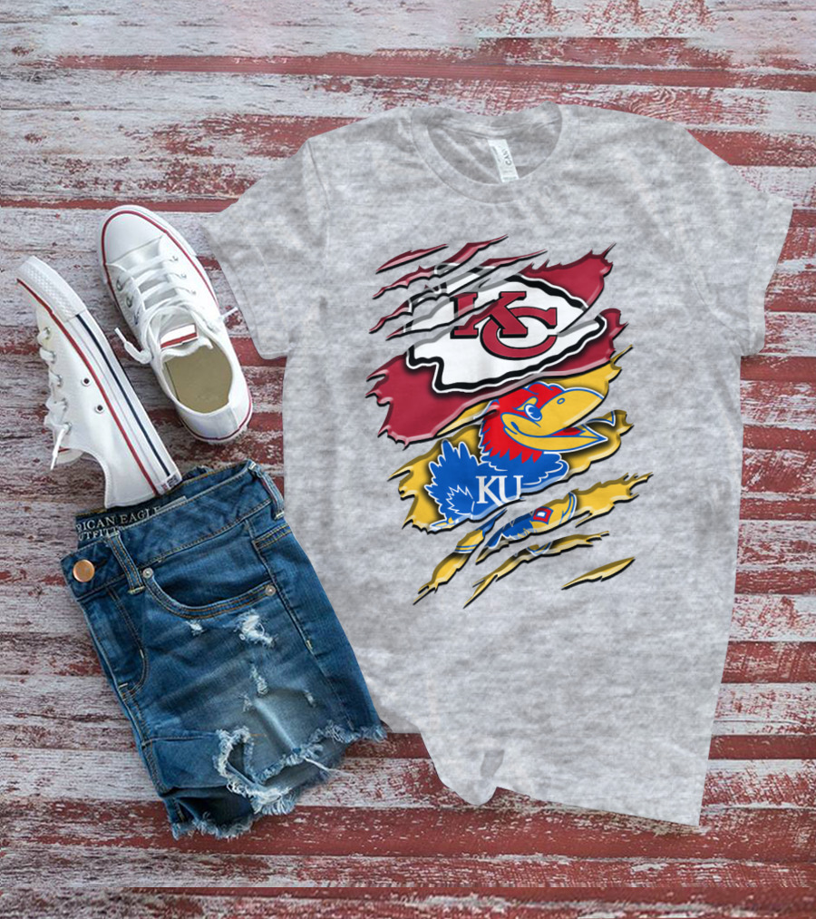 Kansas City Chiefs Kc Jayhawks Rip Design Rah 037 T-Shirt
