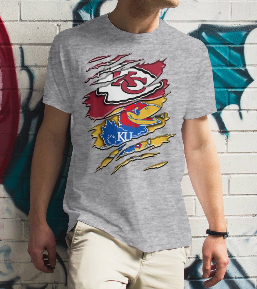 Kansas City Chiefs Kc Jayhawks Rip Design Rah 037 T-Shirt