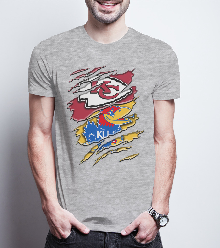 Kansas City Chiefs Kc Jayhawks Rip Design Rah 037 T-Shirt
