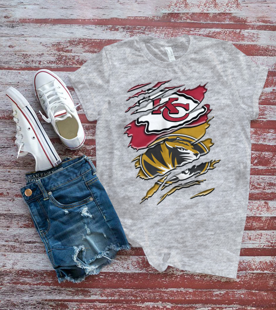 Kansas City Chiefs And Missouri Tigers Claw Logo Rah 039 T-Shirt