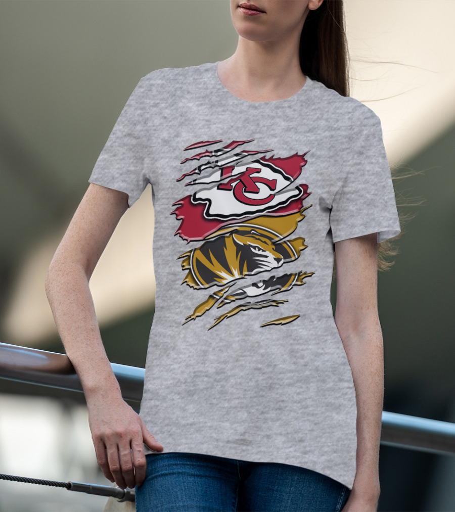 Kansas City Chiefs And Missouri Tigers Claw Logo Rah 039 T-Shirt
