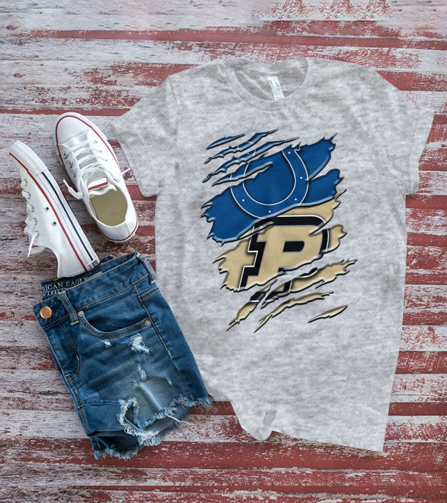 Indianapolis Colts Purdue Boilermakers Logo Mashup T-Shirt
