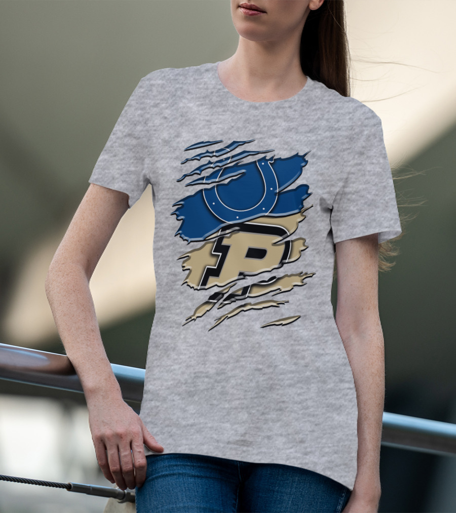 Indianapolis Colts Purdue Boilermakers Logo Mashup T-Shirt
