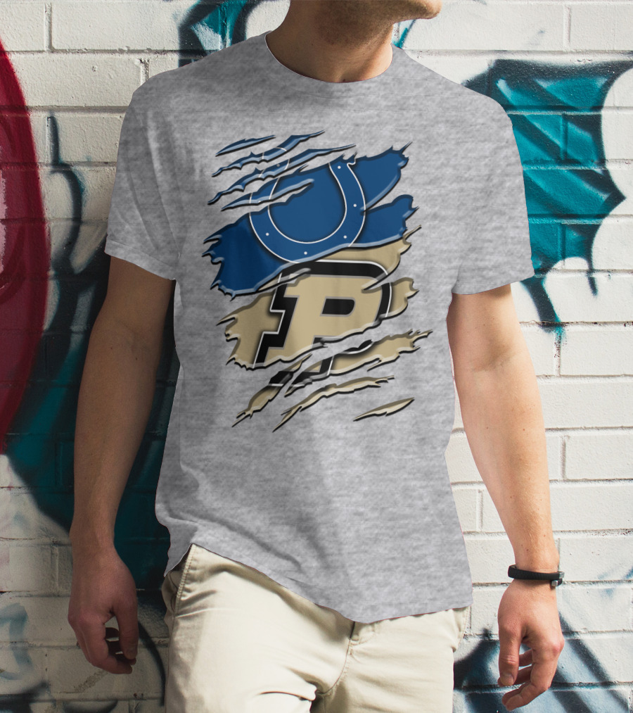 Indianapolis Colts Purdue Boilermakers Logo Mashup T-Shirt