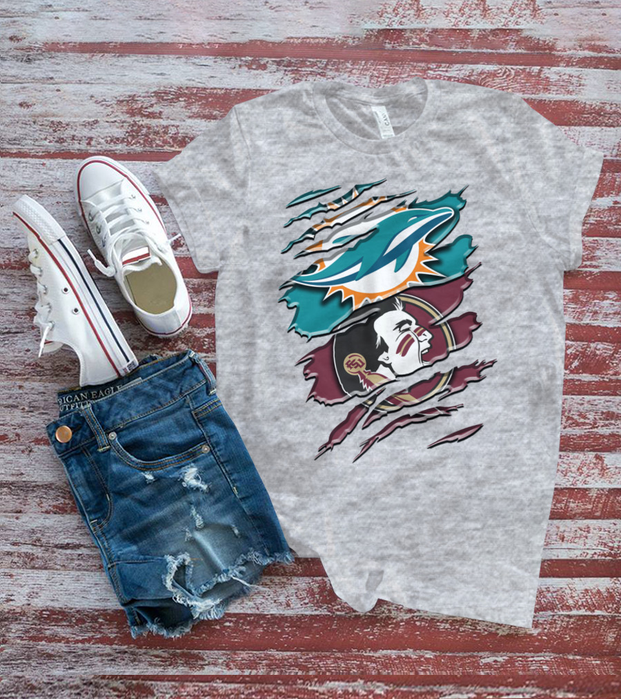 Dolphins Seminoles Fan Fusion T-Shirt